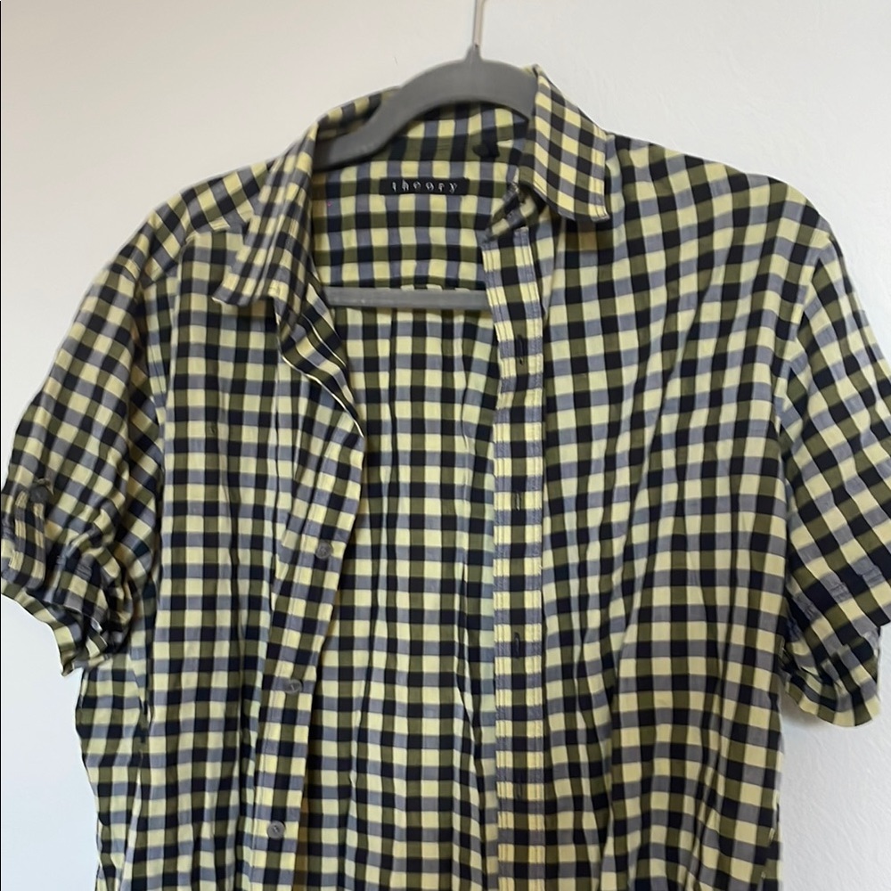 Theory Men's Plaid Shirt in Black and Yellow